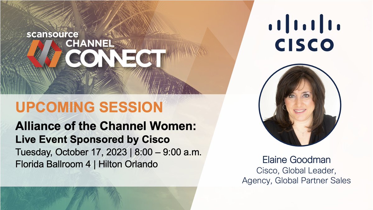 Experience the power of connection at the Alliance of Channel Women's Breakfast during #ChannelConnect2023!

Elaine Goodman from @Cisco will join a panel at this exclusive event designed to bring women together for empowering discussions and networking.