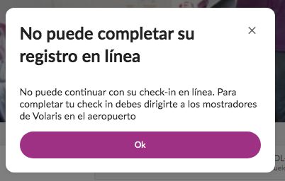 DeusCulpa's tweet photo. @viajaVolaris Saludos. Tengo problemas en el área de documentación de viaje. En la sección de asientos ya los tengo asignados pero cuando le doy click a Continuar me marca este error. Somos 3 pasajeros y con los otros 2 no tuve problemas. https://t.co/V1OOeUEDPY
