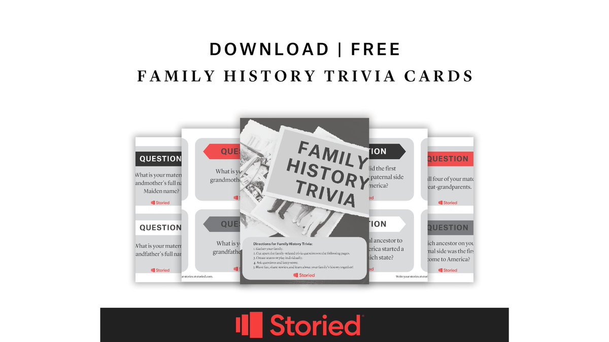 storied_social's tweet photo. 🌟 *Free Printable of the Week!* 🌟Get ready for some family fun with our latest gift to you – 12 pages of fantastic Family Tree Trivia Cards! 🧡👨👩👦👦
Download here: https://t.co/PfthYoZS4s
#Storied #FreePrintable #FamilyTrivia #GameNight #QualityTime #FamilyFun #Printables https://t.co/ctZiDTn9Bl