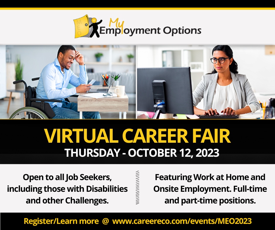 Our Job Fair is going on now!  Only a few hours left to network in chat rooms with employers!  Follow the link below to log-in to the Careereco site to join in!  careereco.com/events/MEO2023

#CareerFair #JobSeekers #WorkAtHome #OnlineJobFair #JobFair