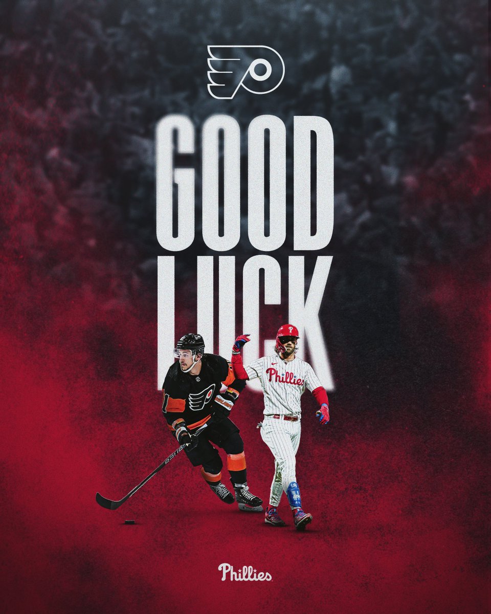 Phillies's tweet photo. Good luck this season, @NHLFlyers! ❤️🧡

#RingTheBell x #LetsGoFlyers https://t.co/21RUWe1l2w