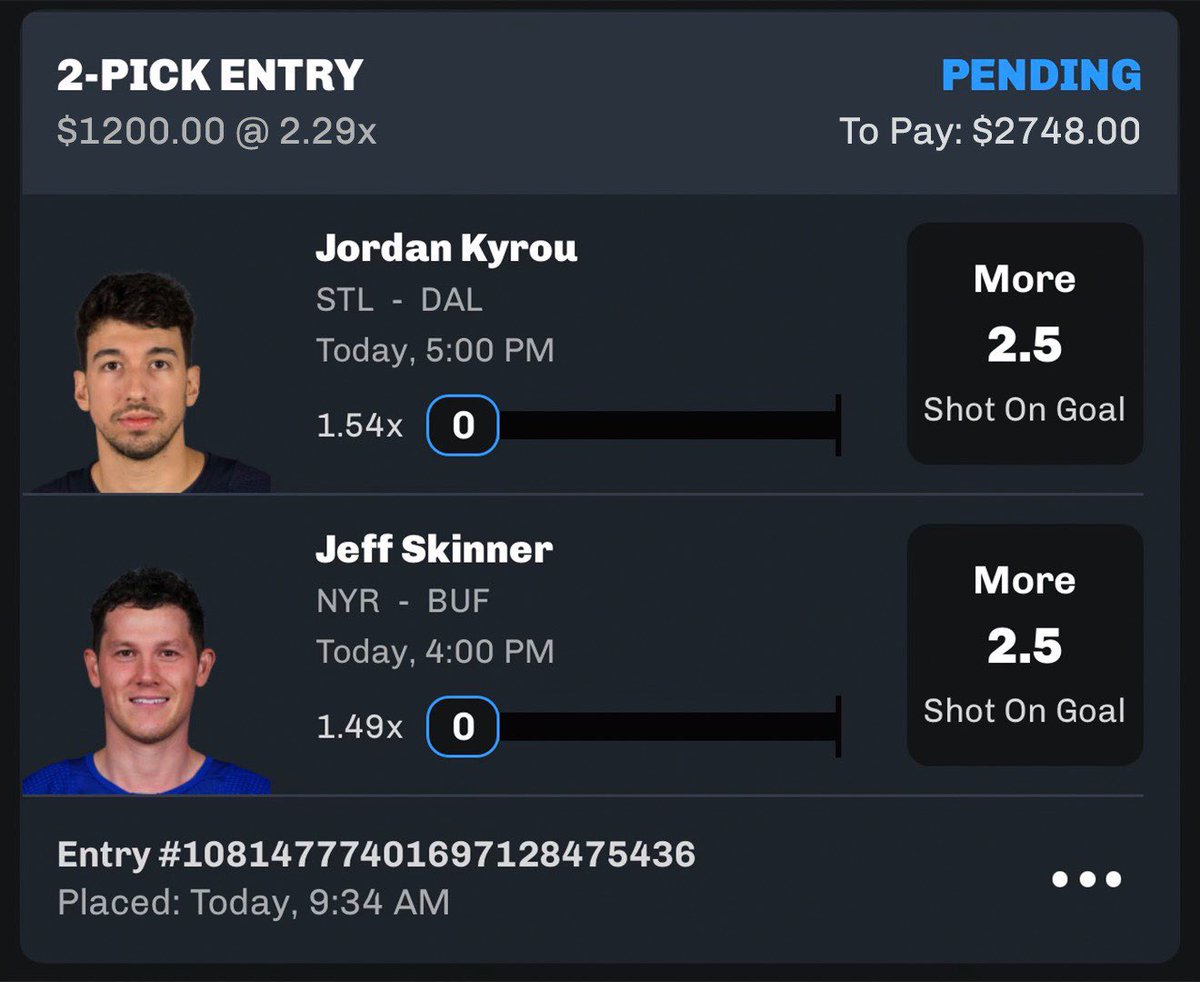securedpicks's tweet photo. Chalkboard $1,200 NUKE - 100% hit rate both props💹

Code  - SECUREDPICKS on Chalkboard $100 BONUS 

$100 to someone who L/RT when this CASHES👇#prizepicks #prizepicksnhl #prizepickswinning #gamblingtwitter #SportsGambling #NHL #sportsbets https://t.co/tIxcDq4ISk