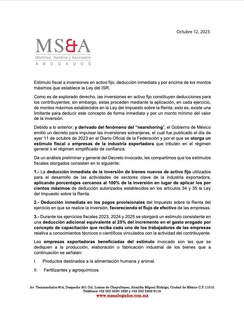 MSAABOGADOS_SC's tweet photo. Estímulo Fiscal a empresas de la industria exportadora que tributen en el régimen general o el régimen simplificado de confianza.

#Abogados #MSA #EstimuloFiscal #resico #Fiscal #Mexico#regimensimplificadodeconfianza #TaxLaw

https://t.co/hMhS2PqQfP https://t.co/cdiUUYHKxT