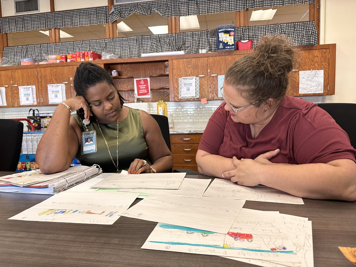 meaganrpride's tweet photo. First-grade writing sample study @LALoganFWISD today to determine next steps and to set overall goals for the school year. What do we want to ensure they can do before we promote our students to second grade? @LANschools #LearnwithLAN @CalixtoCourtney https://t.co/n2wvYnubXZ
