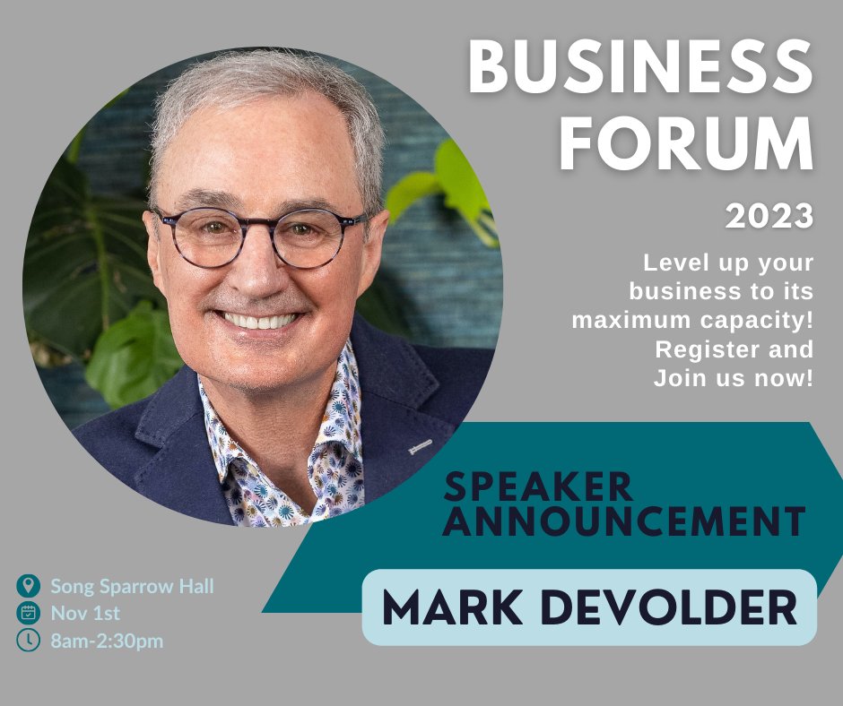 🤩Dr. Mark DeVolder is one of the leading Motivational Speakers on Change Management and thought-leaders on Transitions and Transformation.

😉And he is coming to Salmon Arm, Nov 1st at Song Sparrow Hall for the 2023 Business Forum! 👇
eventbrite.ca/e/710515520047…

#2023businessforum