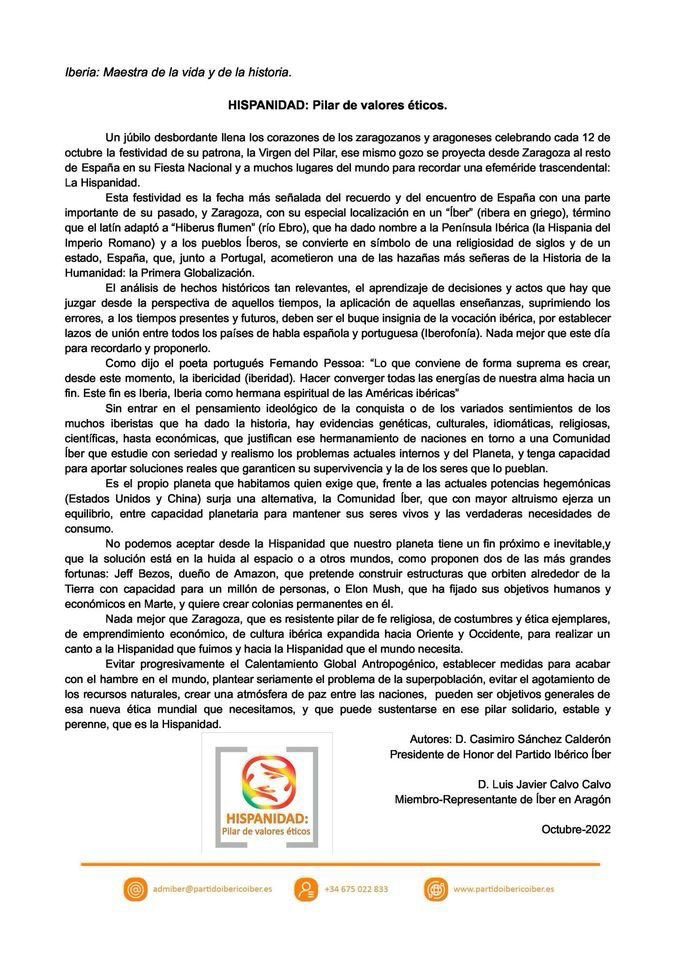 sp_iber's tweet photo. Feliz dia de la Hispanidad para todos los ibéricos que tienen la iberidad como base de su cultura ibérica.
#12Octubre #iberismo #Espana #iber #Portugal https://t.co/mcLI6WQwyl