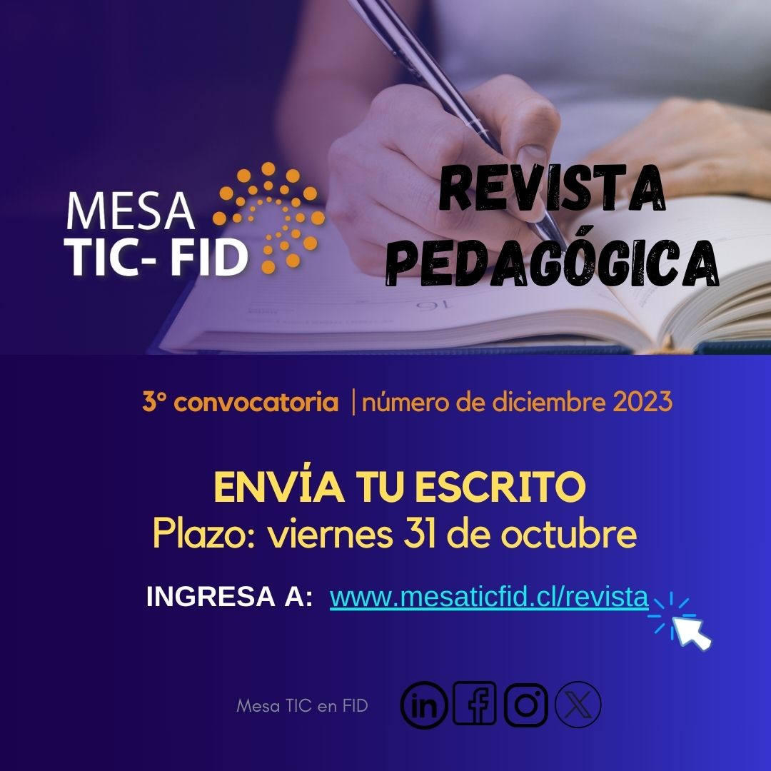 👉 3° Convocatoria abierta!!! envíanos tu reflexión pedagógica o extracto de tesis de postgrado. 
✅Ingresa a: lnkd.in/eRuYf9XP para revisar las bases de publicación.
#Innovación #TIC #TecnologíaEducativa #ChatGPT #IA #InclusiónDigital