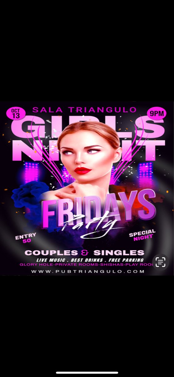 Quieres experimentar una noche llena de morbo y fantasia??? hemos preparado una fiesta temática súper erótica para los amantes del trío en sala Triangulo.