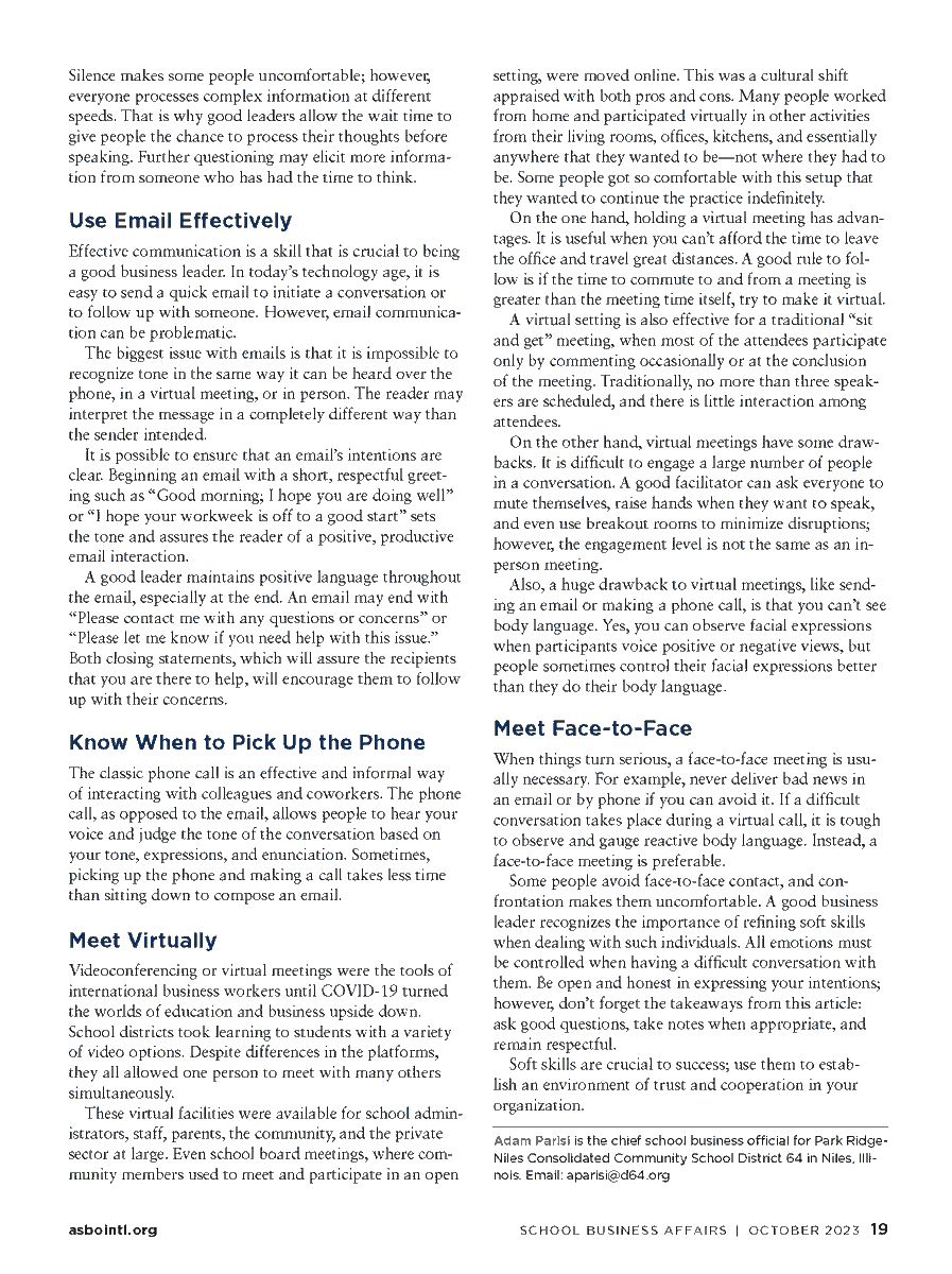 AdamParisi21's tweet photo. I am very humbled to have an article that I wrote be published in @ASBOIntl School Business Affairs monthly magazine! Thank you to my @IllinoisASBO, @EdRedNews and @IllinoisASA colleagues for your support! @D64News #edfinchat https://t.co/iydvzHLZGM
