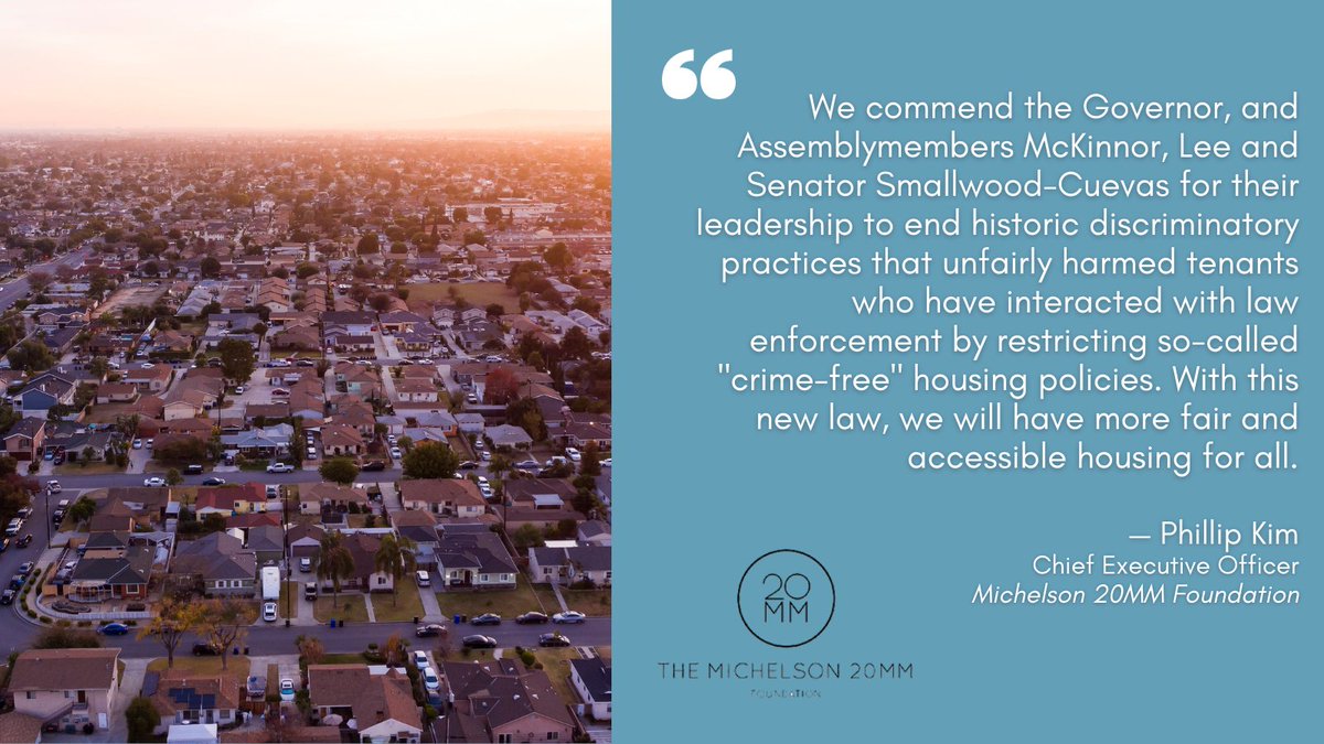 We commend <a href="/GavinNewsom/">Gavin Newsom</a> for signing #AB1418 into law which will increase fair housing opportunities &amp; end discriminatory “crime-free” housing policies that have historically penalized tenants who interact with law enforcement. TY <a href="/AsmTinaMcKinnor/">Assemblymember Tina McKinnor</a> <a href="/alex_lee/">Alex Lee 李天明 (votealexlee.bsky.social)</a> @LolaForSenate #CALeg