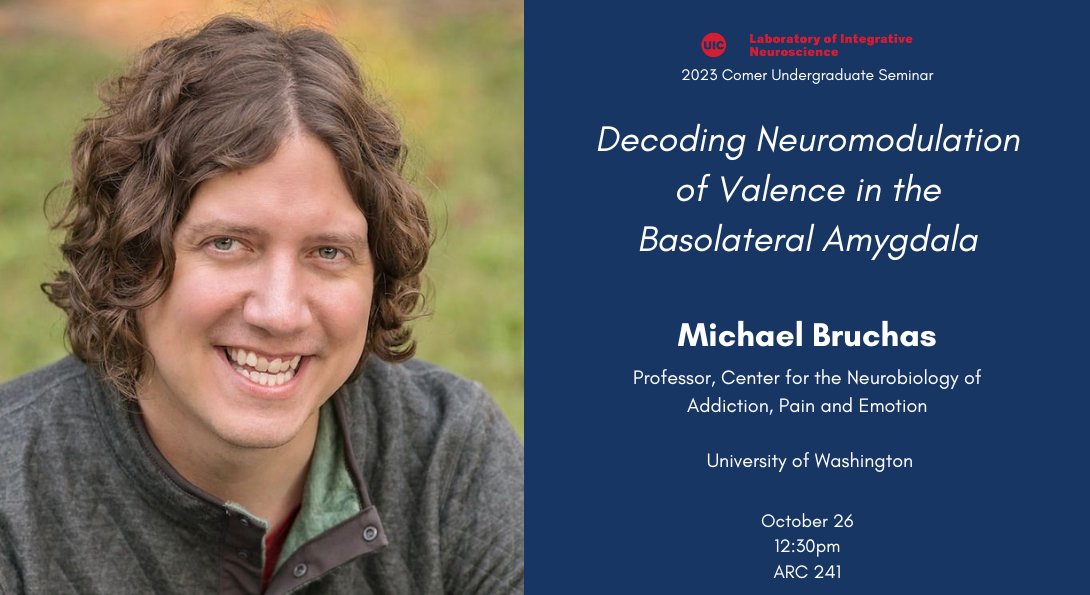Join us 10/26 for the 2023 Comer Undergraduate Seminar, featuring Dr. Michael Bruchas (University of Washington)! #LINSeminar lin.uic.edu/events/2023-co…