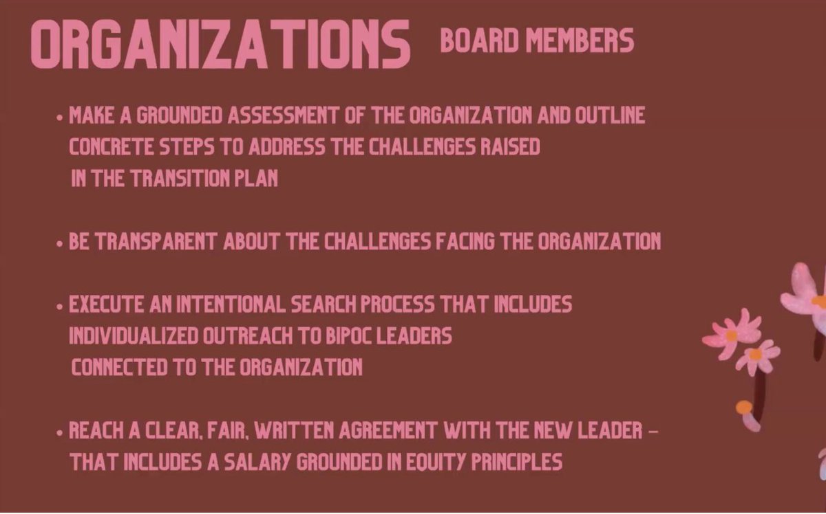 Recruiters and hiring teams should make a grounded assessment of the organization, its culture, and its ability to fully support a BIPOC leader—including outlining concrete steps to address challenges identified in the process.

More recommendations here: rsclark.org/resources