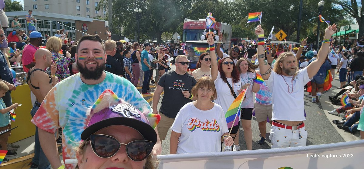 BaptistHealthJx's tweet photo. This past weekend, Baptist Health team members &amp; our Pride Employee Resource Group (ERG) took to the streets of Riverside to join in the River City Pride Parade! The #BuddyBus even joined in the celebration. 🌈 

#BaptistPride #BaptistProud https://t.co/YhLTc2t9NG