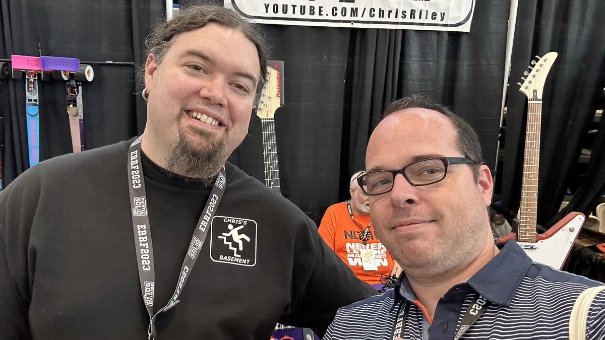 zachary3dprints's tweet photo. When I was at @3DPrintopia #ERRF2023  I finally met these amazing guys with I follow on YouTube, and so should you too! 
Jim from @TheEdgeofTeck  and Chris @chrisriley3d from Chris Basement! https://t.co/iYX3t7hHyi