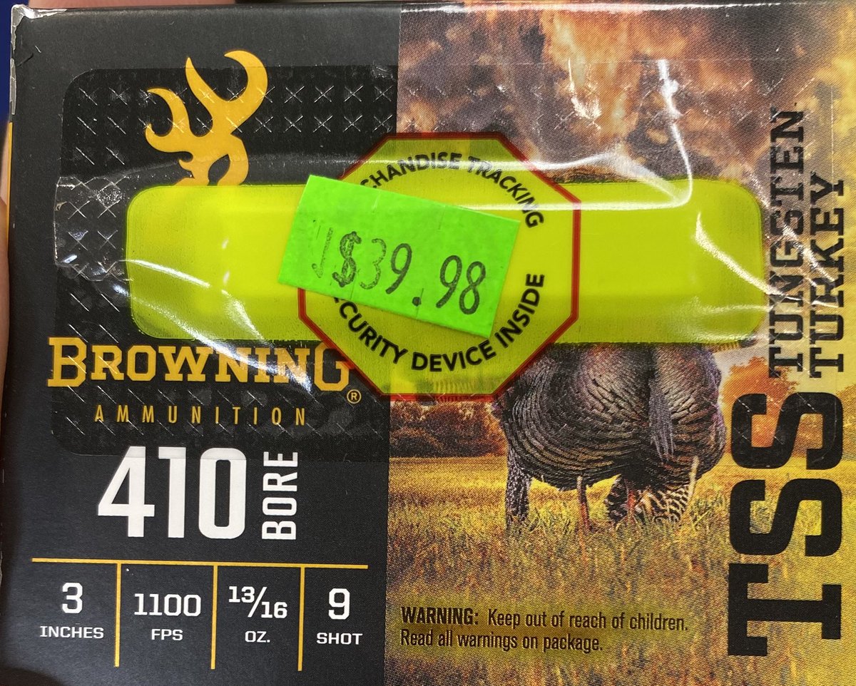 gun_carry's tweet photo. Would you pay $8 per shell for 410?  Found this as the clearance price at @Academy today. Yikes. https://t.co/97BbOynSkV