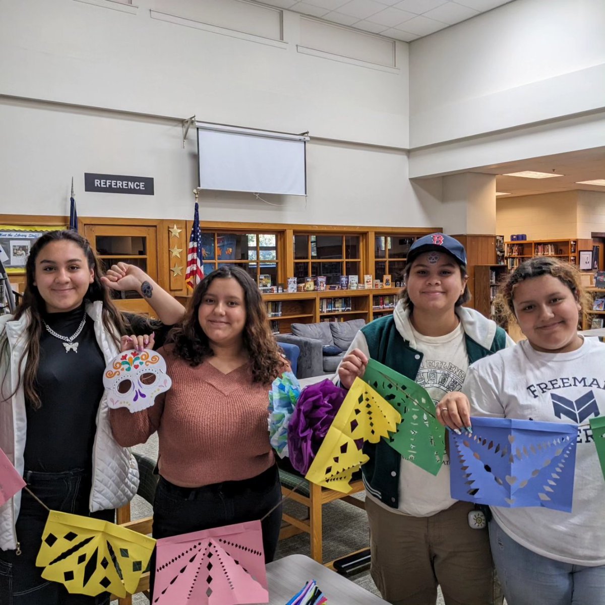 WLanguagesDSF's tweet photo. Our final Latine Heritage Month library activity was great fun! Thanks to H.O L.A. Leadership and Ms. Kaplan for all your planning and creativity!🧡💀 https://t.co/aTxIh2mnP8