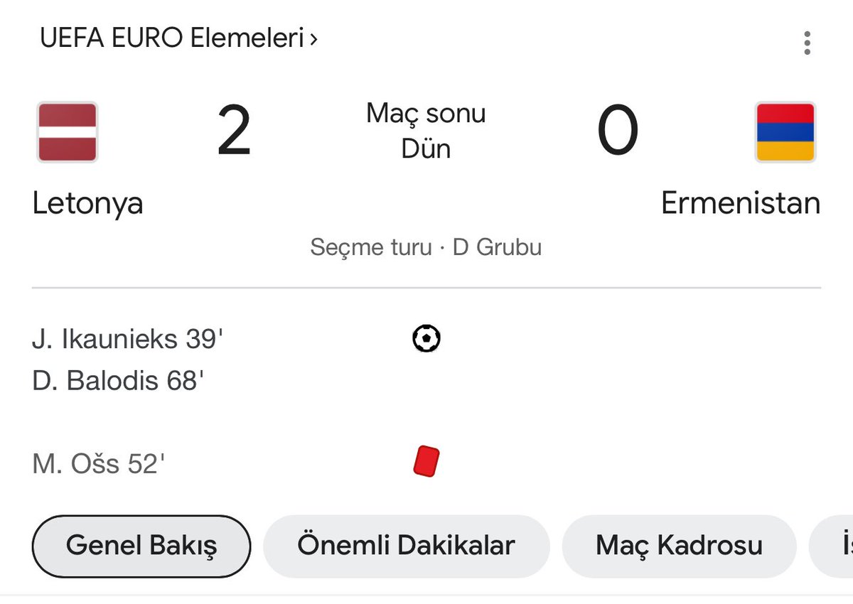 Şu Ermenistan’a az kaldın kaybediyorduk👎🏻