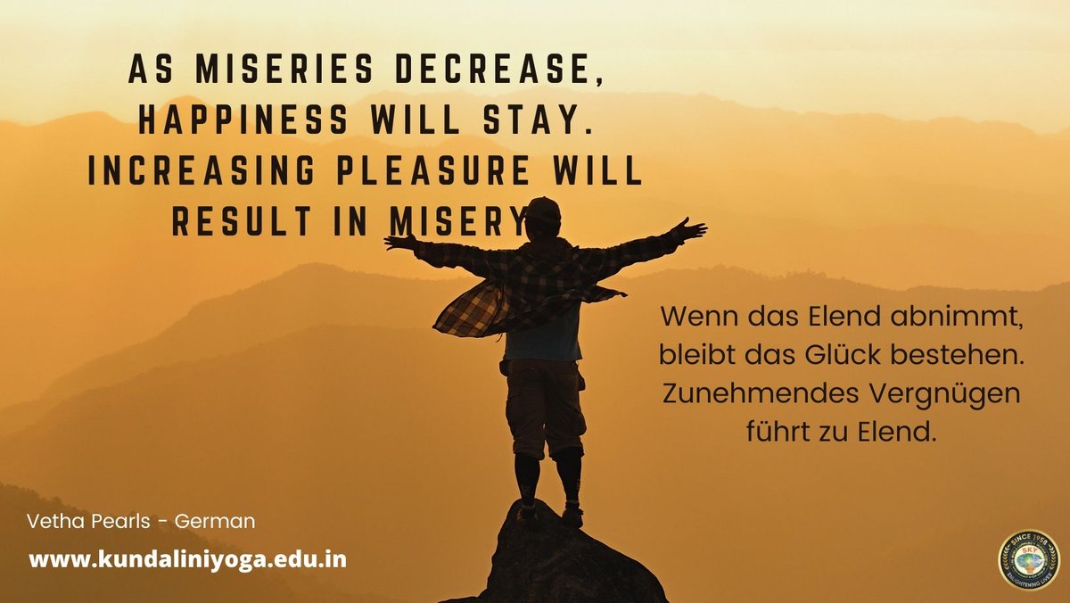 VVethathiri's tweet photo. As miseries decrease, happiness will stay. Increasing pleasure will result in misery. 
Ph: +91 79044-02887
https://t.co/UPBrQNhoBA
#vewavethathiri #vewa #wavesofvethathiri #wcscaliyar
#Vethathirimaharishikundaliniyoga
#VMKY
#wavesofvethathiri
#vethapearls
#kundaliniawakening https://t.co/kcc2DQFR0E