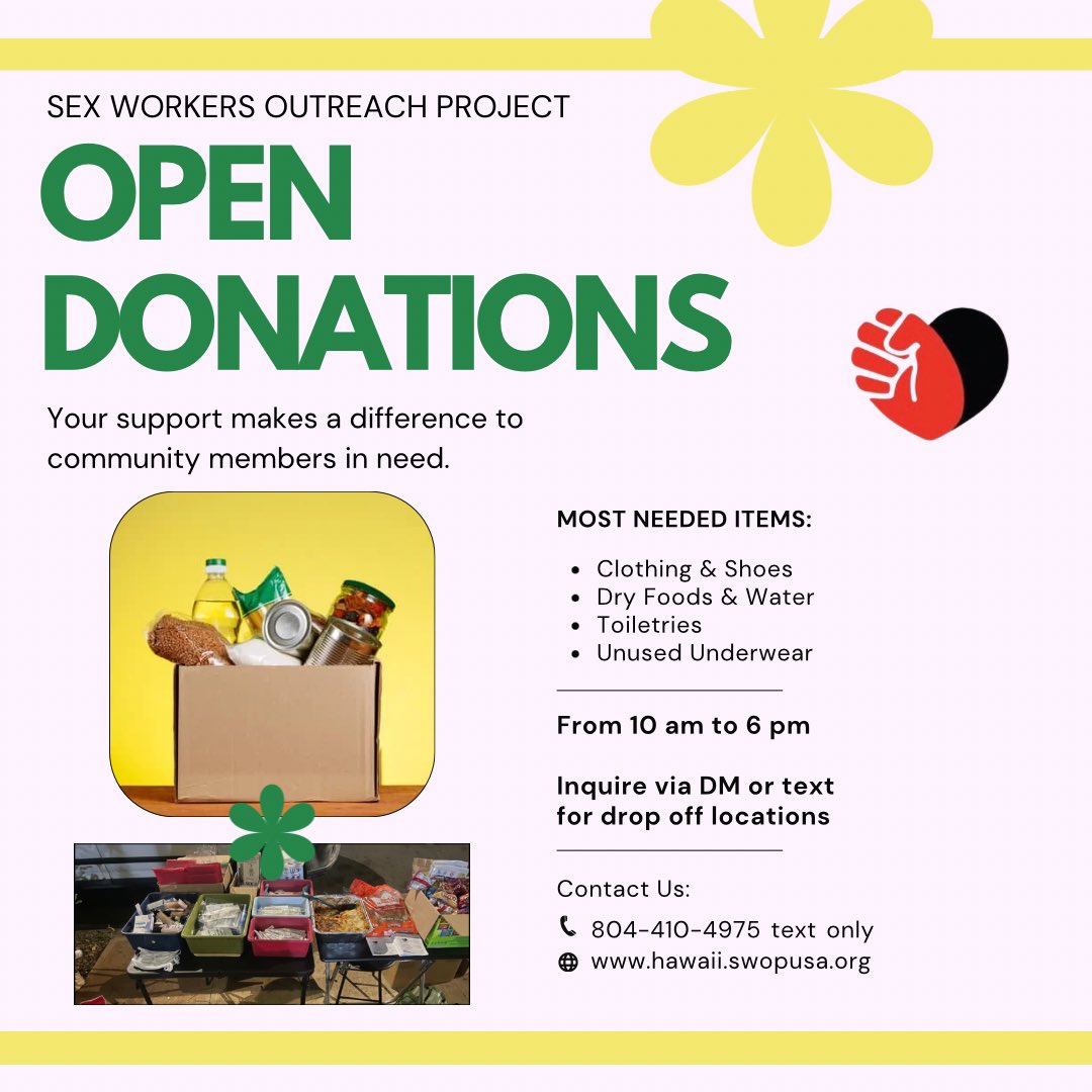 🚨Every Saturday evening during our street outreach we see between 20-30 folks and many are street based workers in need of items. 
📣Please reach out if you have items you’d like to donate! ❤️😊
