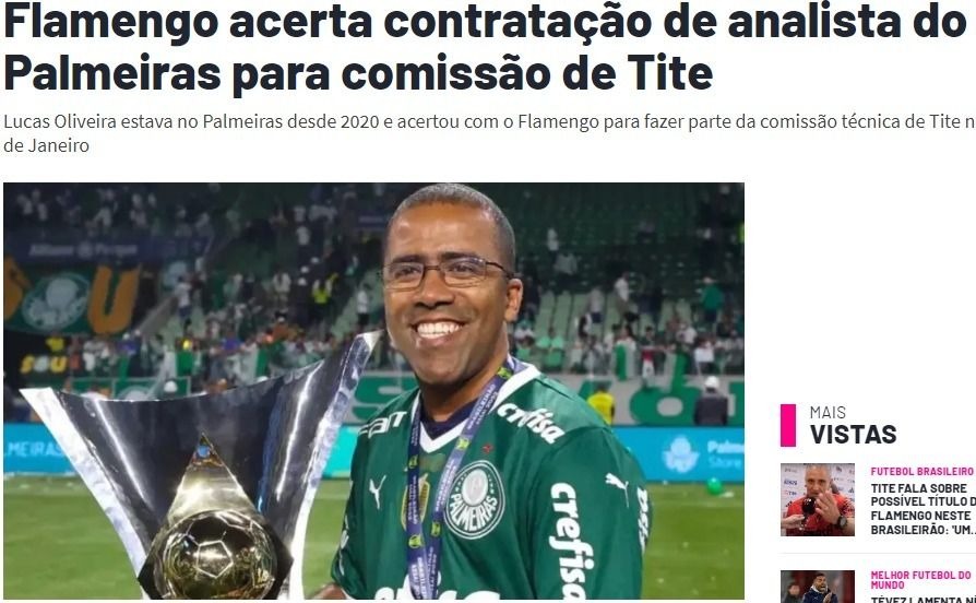 O primeiro reforço de Tite no Flamengo foi o Analista de Desempenho do Palmeiras.

Já imaginou trabalhar com análise/scout? No <a href="/FutebolIntBR/">Futebol Interativo</a> vc encontra os melhores cursos para isso!

Venha conhecer, neste link 👉 wa.link/qifofl