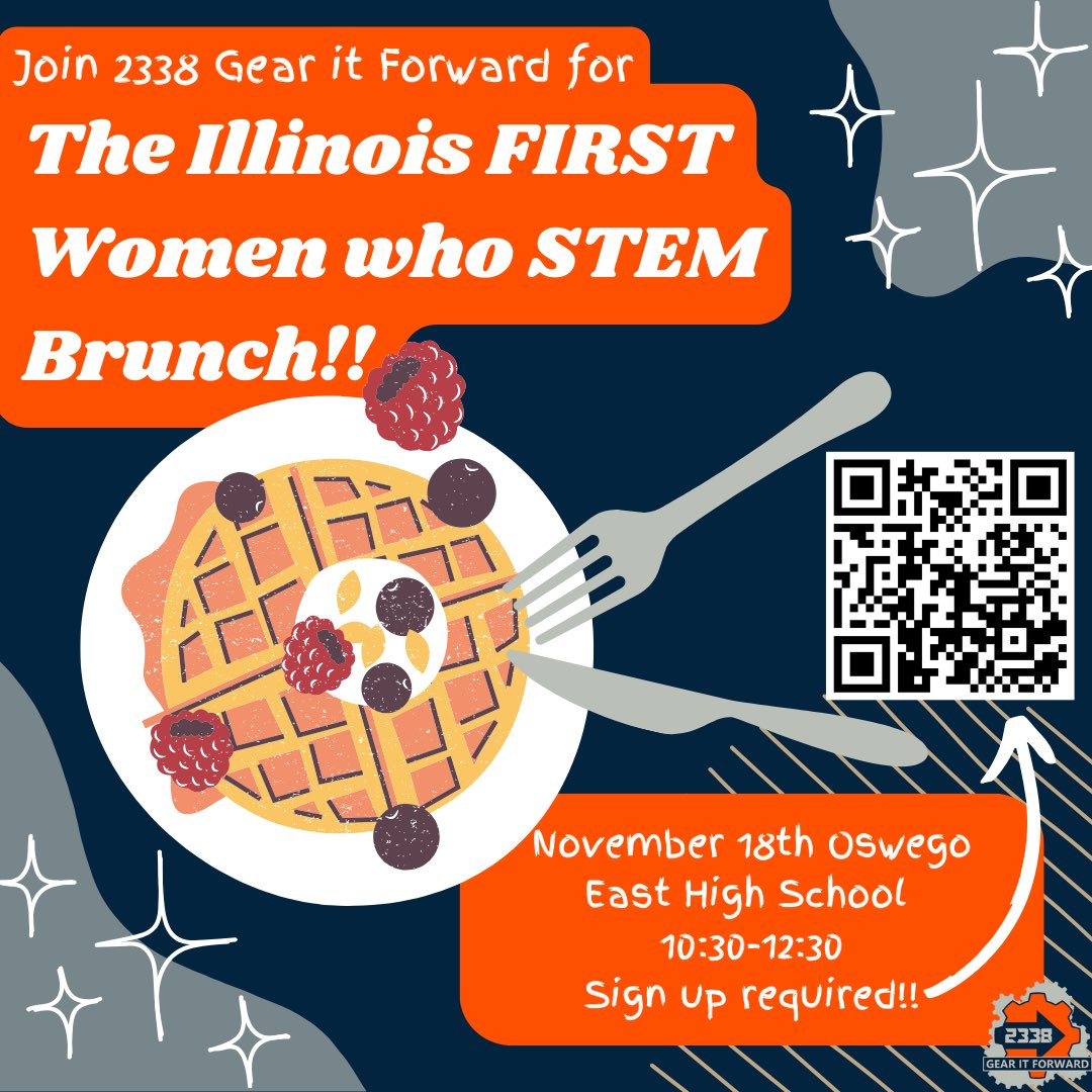 Team 2338 Gear it Forward invites Illinois FRC girls to join us for a morning of support and connection, while learning about careers in STEM
We will have guest speakers Caitlyn Eng (design engineer at Caterpillar) and Ahtziri Leon (project engineer at Molex)
#firstisforeveryone