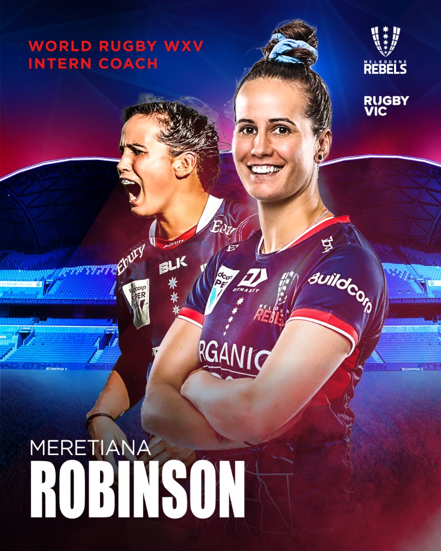 Melbourne Rebels (@melbournerebels) on Twitter photo 🛡️ The Melbourne Rebels and <a href="/RugbyVictoria/">Rugby Victoria</a> are thrilled to announce our very own Meretiana Robinson has been awarded a <a href="/WorldRugby/">World Rugby</a> Internship for the upcoming <a href="/WXVRugby/">WXV</a> Tournament with the <a href="/WallaroosRugby/">Wallaroos</a>.
Go well, Medz. We're so proud of you! ❤️💙💚💛
bit.ly/MedzWorldRugby 🛡️ The Melbourne Rebels and <a href="/RugbyVictoria/">Rugby Victoria</a> are thrilled to announce our very own Meretiana Robinson has been awarded a <a href="/WorldRugby/">World Rugby</a> Internship for the upcoming <a href="/WXVRugby/">WXV</a> Tournament with the <a href="/WallaroosRugby/">Wallaroos</a>.
Go well, Medz. We're so proud of you! ❤️💙💚💛
bit.ly/MedzWorldRugby