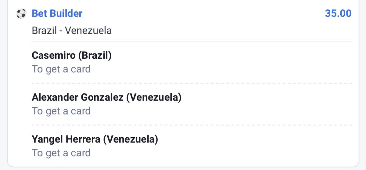 miqelda's tweet photo. BRAZIL VS VENEZUELA 🟨

@byondlimitknown @mubaraq_ay 
@ConvertOdds @CleanThing_ 
@Gabbiethe12th @NFLNick_ https://t.co/b75VfEv6Ua