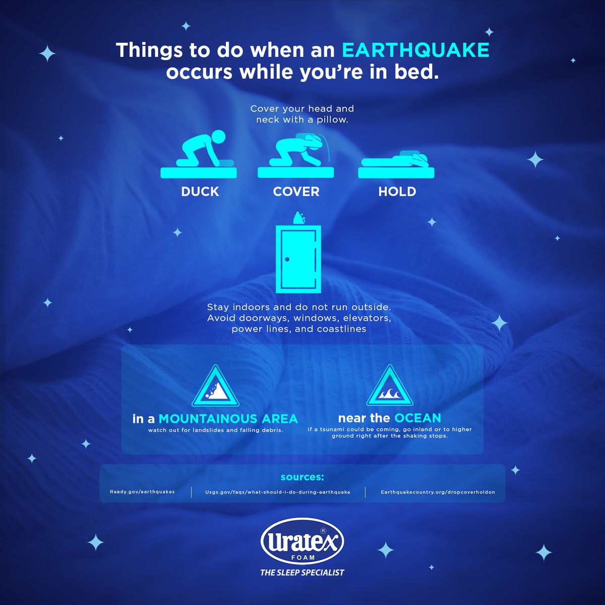 uratex_ph's tweet photo. Hey, that was a strong quake just now!
Here’s what to remember when you’re in bed and an earthquake hits.
#Lindol #EarthquakePH #QuakePH #EarthquakeTips #UratexSleepSpecialist https://t.co/7c64XvdAMG
