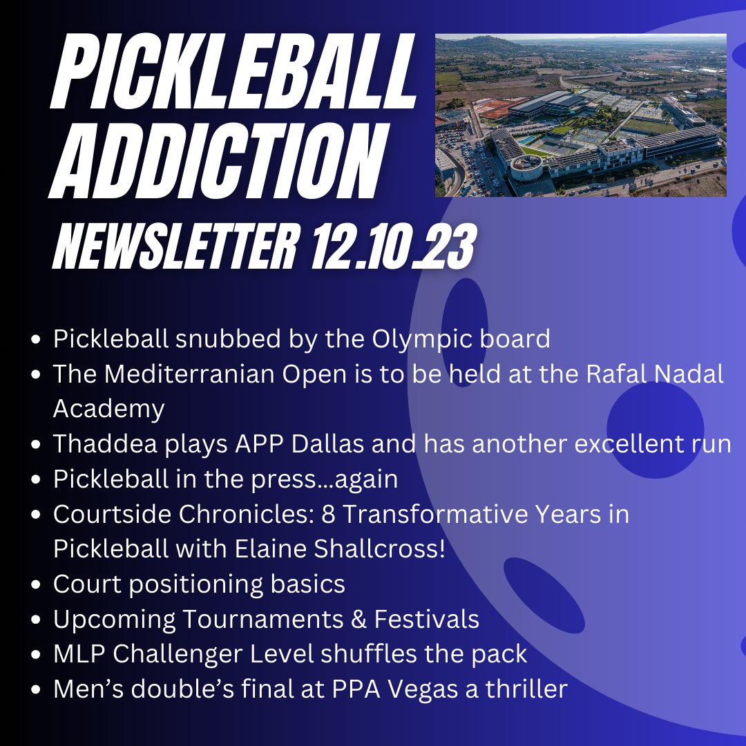 _pickleaddict's tweet photo. Latest Edition of the Pickleball Addiction Newsletter out now!
@ThaddeaLock @MedPickleball #pickleball

Check it out here:
https://t.co/Fq8LxZ8DbA https://t.co/B15JBUaPz2