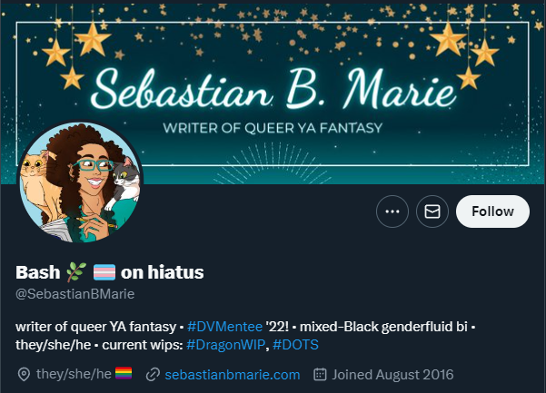 SebastianBMarie's tweet photo. shiny new author name change alert! 📢✨

the B always stood for Sebastian actually, but I just couldn't let it go lol https://t.co/GQgIUceLO2