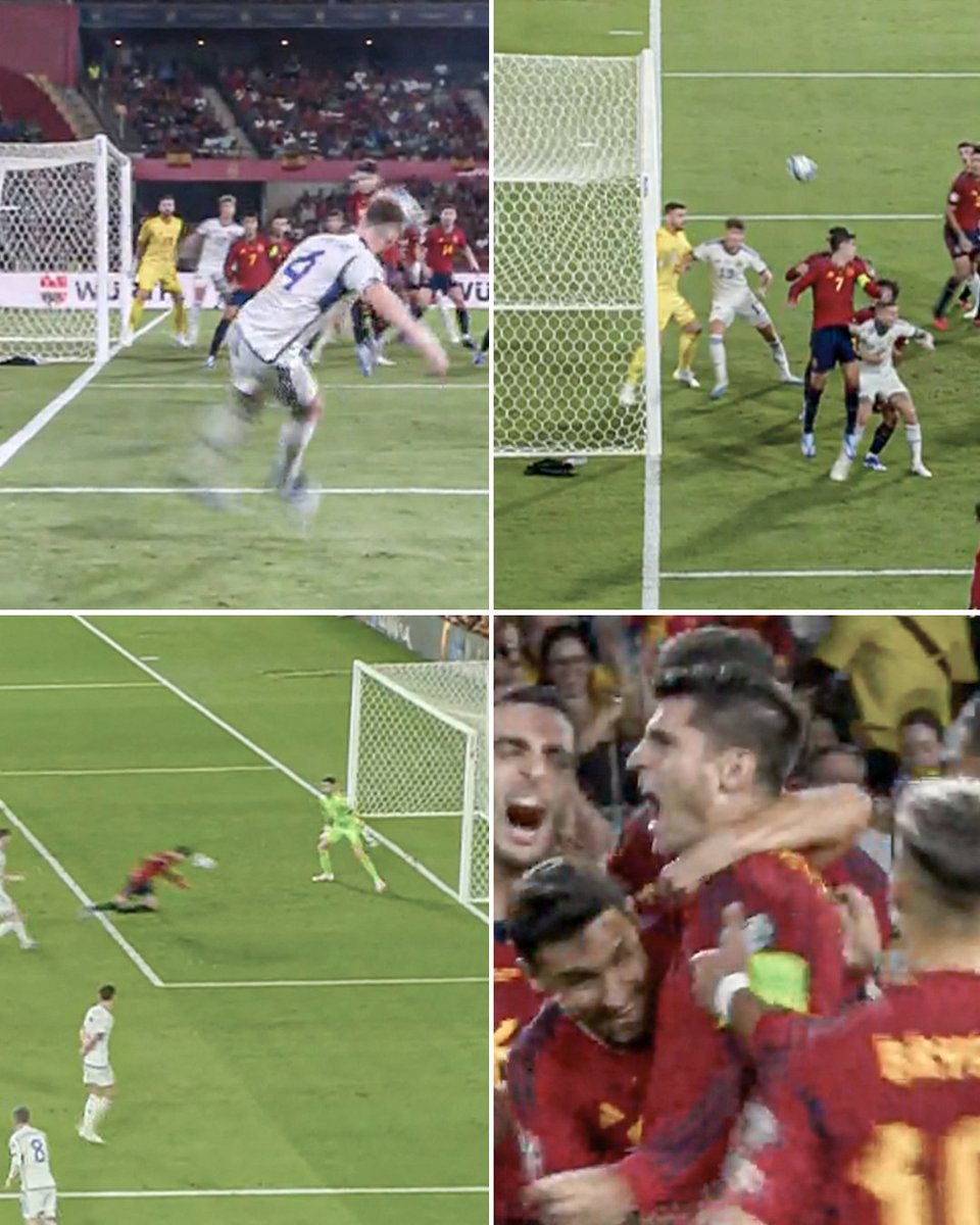 Scott McTominay thought he had given Scotland the lead over Spain with this free kick from an impossible angle, but it was overturned by VAR for offside. Alvaro Morata then gave Spain the lead 14 minutes later 🤯