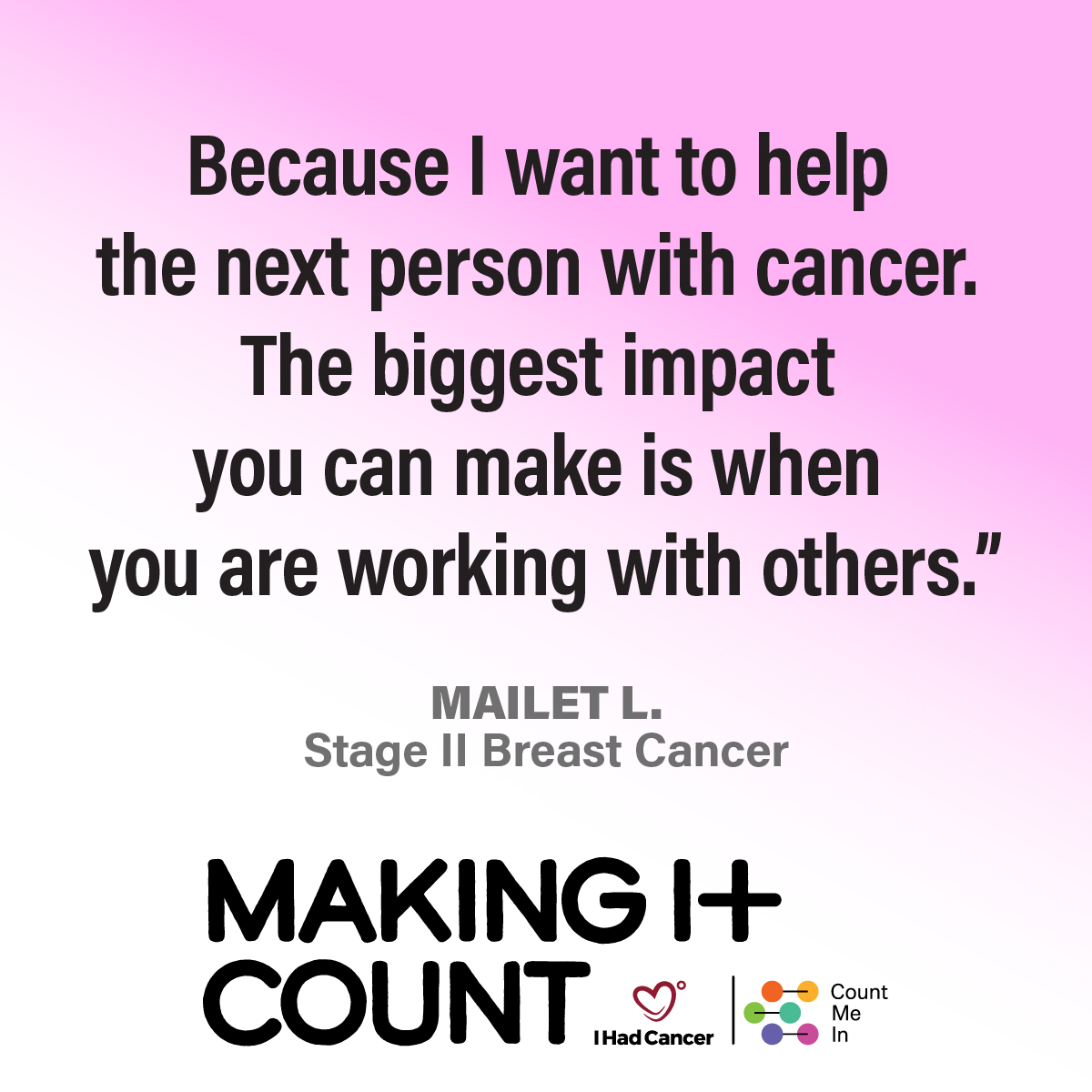 ihadcancer's tweet photo. Mailet Lopez, founded IHadCancer to provide emotional support to anyone affected by cancer. Now, she’s joining @countmein, to aid their goal of finding better therapies for cancer patients.

https://t.co/GEGrI6ltwc https://t.co/SrcLJ7jip2