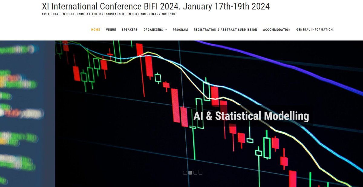 I'm very pleased to announce the 11th International BIFI24 Conference, "Artificial Intelligence at the Crossroads of Interdisciplinary Science" (Jan. 17-19th, 2024). Looking forward to receiving proposals on AI methods and applications!!! More info👉👉bifi24.bifi.es