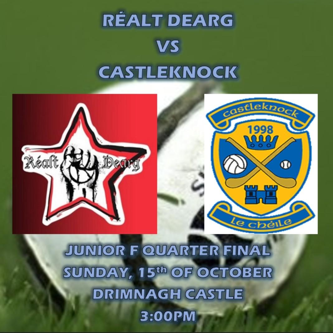 A big game this Sunday for the Stars as they take on <a href="/CastleknockGAA/">Castleknock GAA</a> in the quarter final of the championship. Throw in is at 3:00pm in Drimnagh, please come down and shout on the lads! #RDAbú
