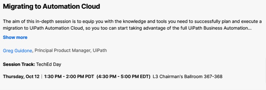 jamesvgingerich's tweet photo. #UiPathForward VI plus TechEd Day. Started at 1:30 pm. Migrating to Automation Cloud. #TechEdDay
@UiPath https://t.co/GQlJ2gKSBh