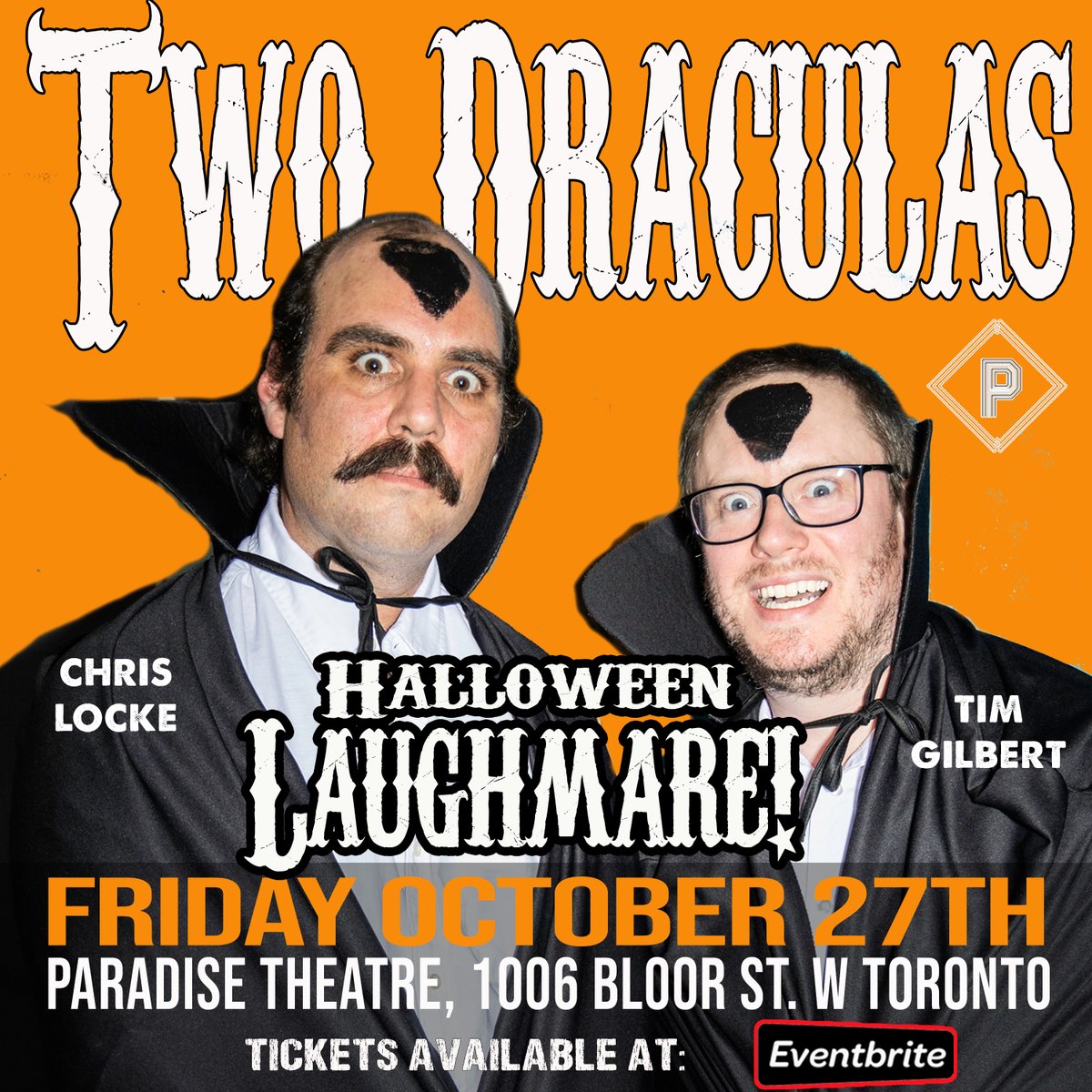 👻This Halloween🎃 The Two Draculas (ft. @chrislockeworld &amp; <a href="/gilberttim/">Tim Gilbert</a>) present a night of horror themed sketch comedy that will make you scream with laughter and puke and shit and die!
Get your tix here 👇👇 ☠️🪦💀🐈‍⬛
eventbrite.ca/e/the-two-drac…