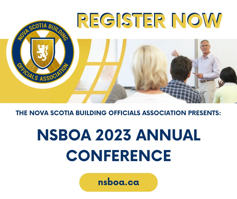 nsboassociation's tweet photo. NSBOA Conference registration is now open!! #nsboa #nsboaconference #novascotia #buildingofficial #halifax #construction https://t.co/9QNuW3ALqV