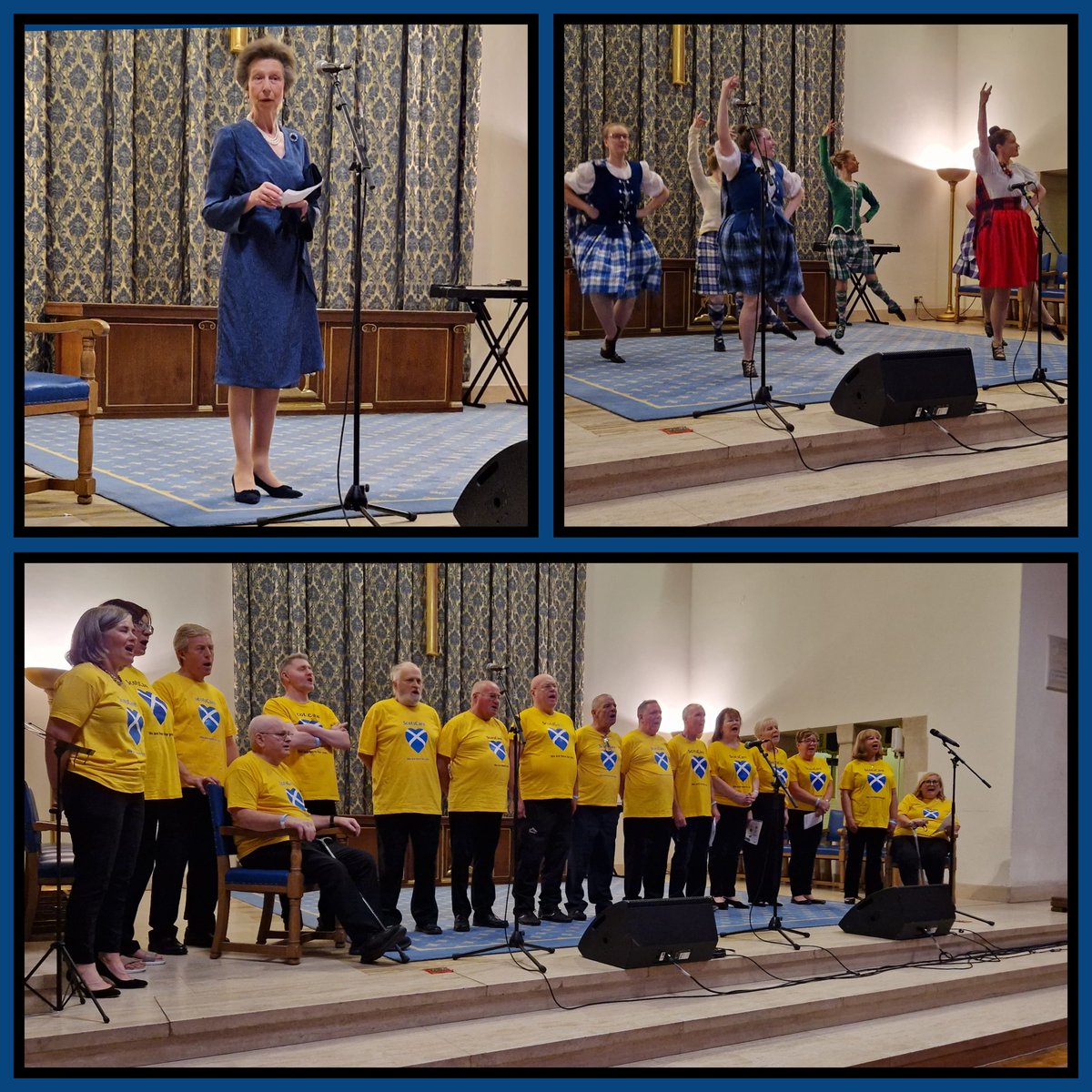 scots_inlondon's tweet photo. So many highlights from last night's Gala performance that we can't fit them all on! Honoured that our Patron HRH The Princess Royal gave an opening address, also featured here are the @ScotsCare Choir and the Tartan Thistle Dancers. #Scottish #music #dance #scotsinlondon https://t.co/RvMr5vcW1P