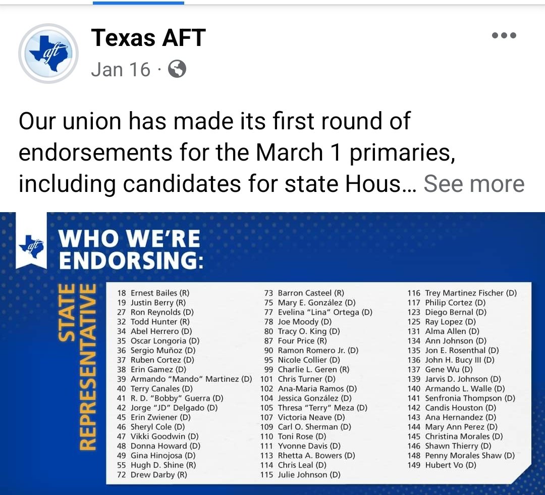 @RyanChandlerTV @DrewDarbyTX @GovAbbott Fake Republican Drew Darby was endorsed by Randi Weingarten’s union.