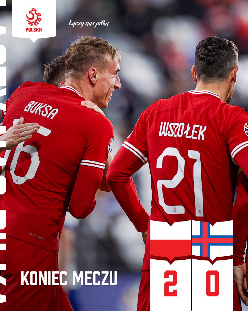 LaczyNasPilka's tweet photo. KONIEC MECZU
Zgarniamy trzy punkty po golach Sebastiana Szymańskiego i Adama Buksy! 👏
_____
#FROPOL 0:2 🇫🇴🇵🇱 https://t.co/Vffe54mANu