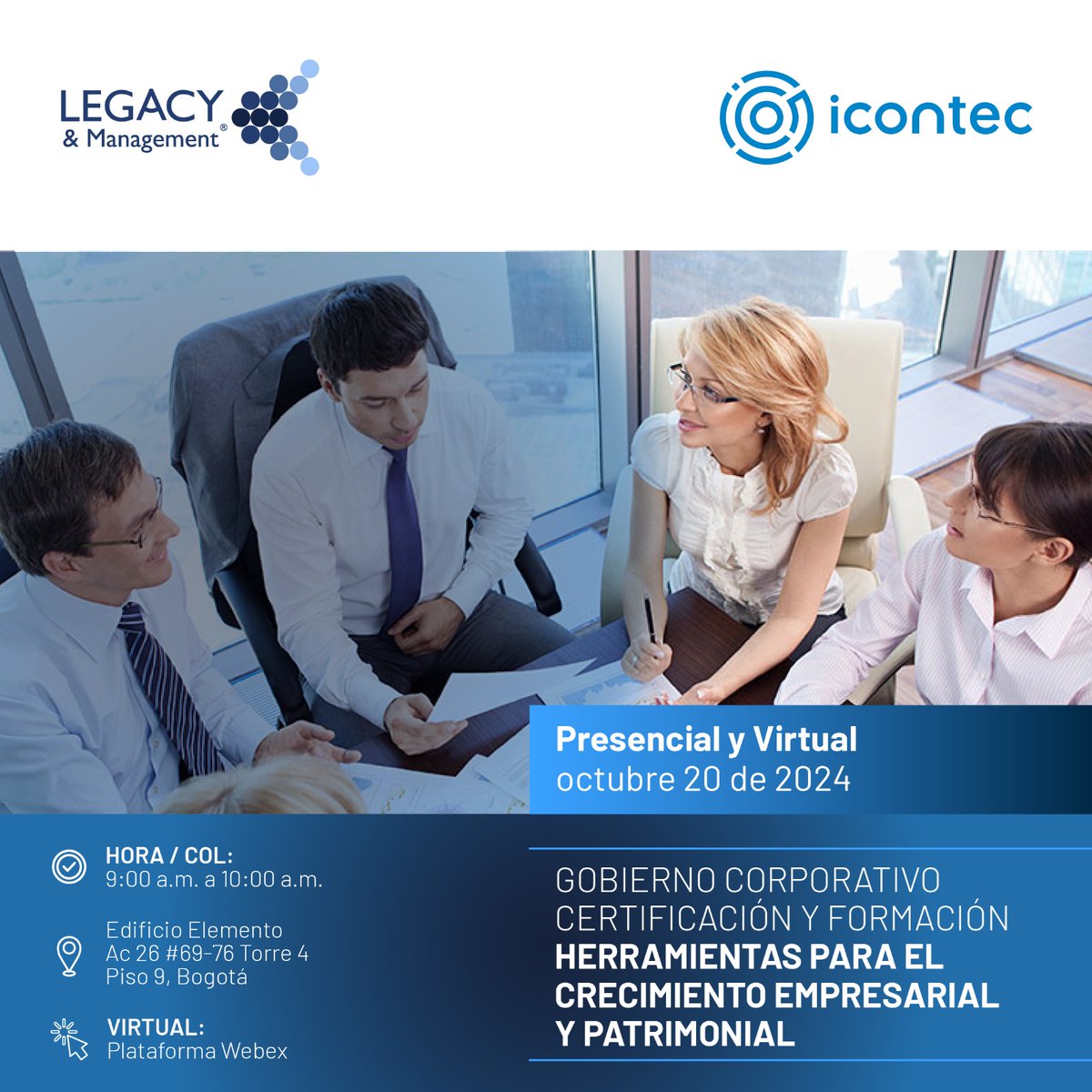 LyMGroup's tweet photo. Te queremos invitar al evento de ICONTEC y Legacy &amp; Management,

Incribete aquí https://t.co/eDzCZQsAMG https://t.co/XSkn4Km59u