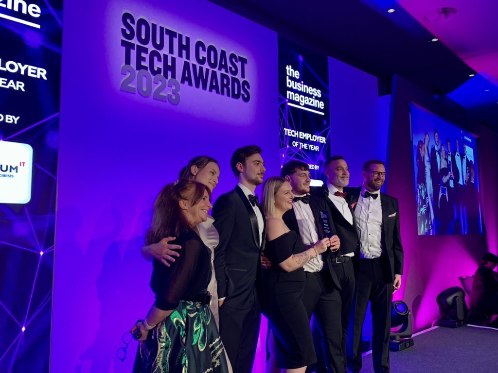 Congratulations goes to @Sumillion for winning Tech Employer of the Year sponsored by @Spectrum_IT  - many congratulations 🎉🎉 #SCTA23 #Awards #SouthCoast #Award #Event