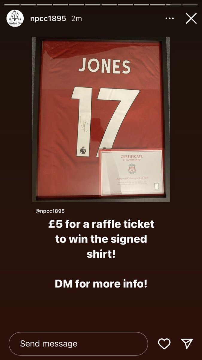 £5 a ticket to enter our raffle for a brilliant @curtisjr_10 signed Liverpool shirt