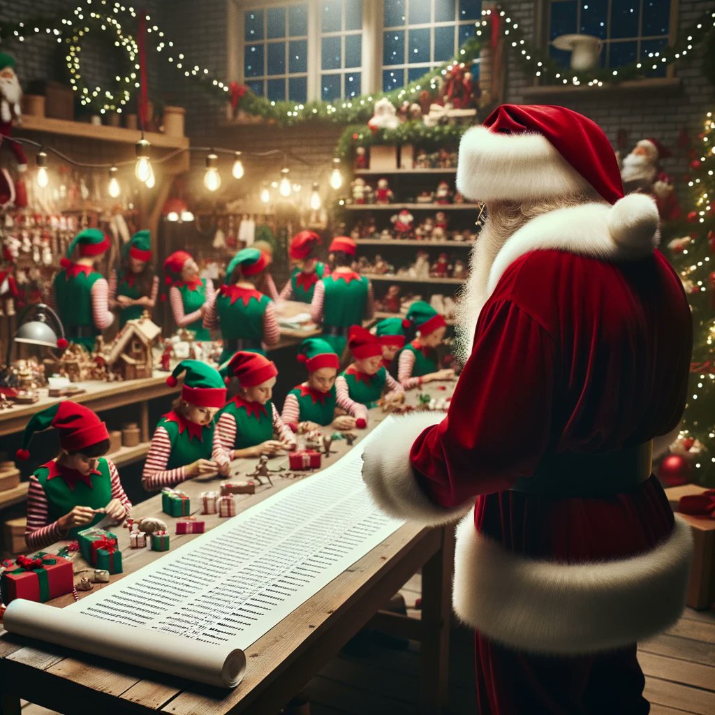 Behind the scenes at the North Pole! As I check my list (twice!), the elves are hard at work. Every gift is crafted with love and care. Remember, it's the thought that counts! 🎁❄️ #SantaSecrets #HolidayPrep