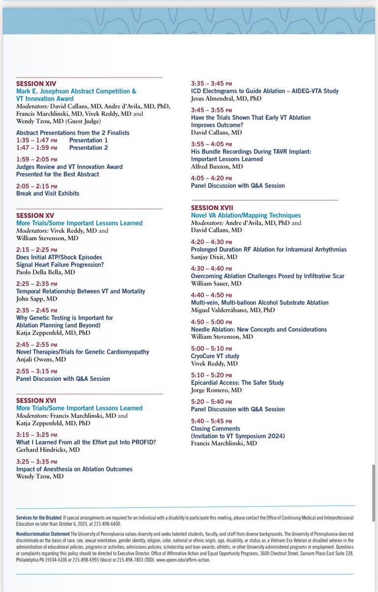 #epeeps We have an amazing agenda and line up tomorrow 10/13 and Saturday 10/14. Brilliant minds from around the world speaking about VT. @VT_Symposium #vtsymposium @HRSonline @PennMedicine