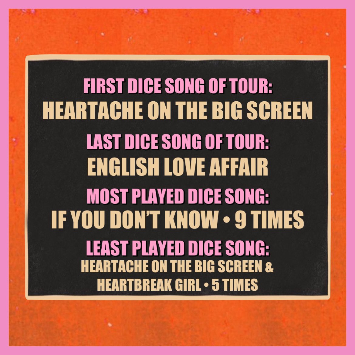 The DICE stats are in… 🎲 

What was your favorite dice song on #The5SOSShow?