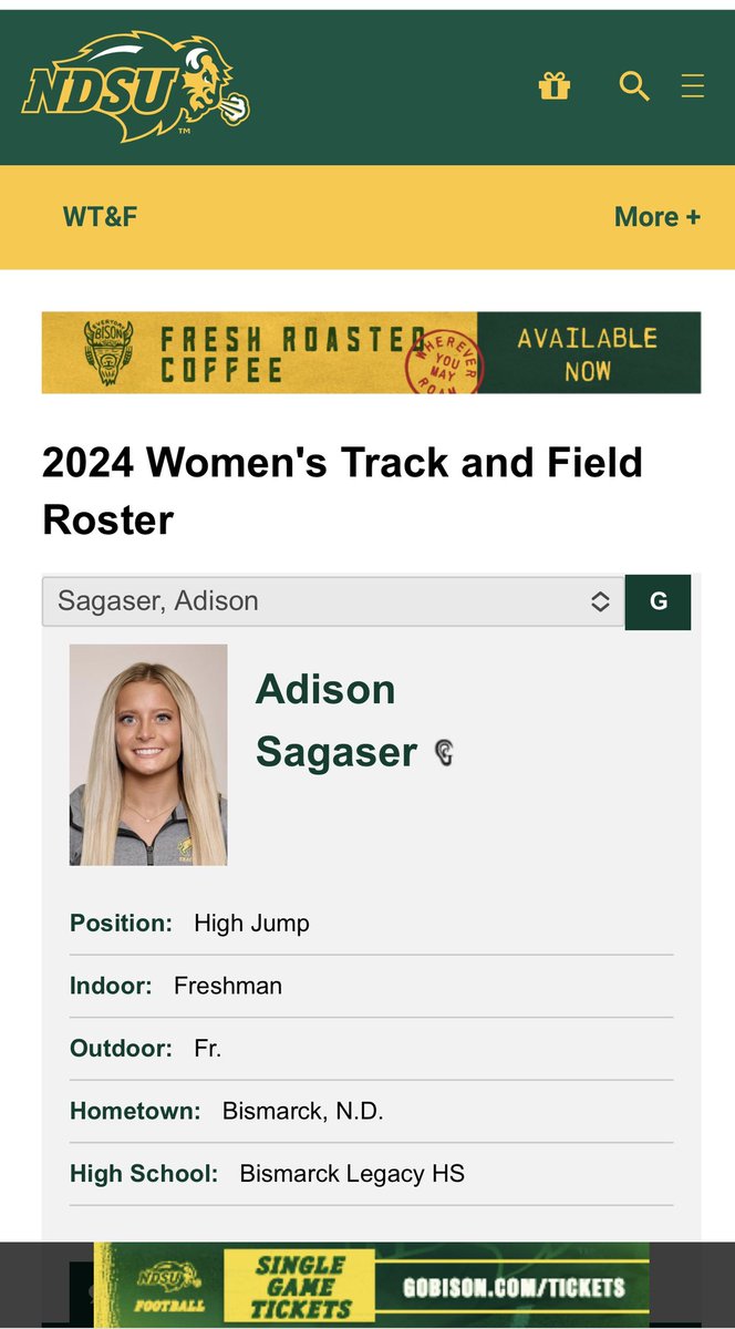 Can’t wait to watch you jump in the Green and Gold <a href="/AdisonSagaser/">Adison Sagaser</a> 🤘💚💛
#gobison #saberpride #hornsup 
<a href="/LHS_TandF/">Legacy High School Track & Field</a>