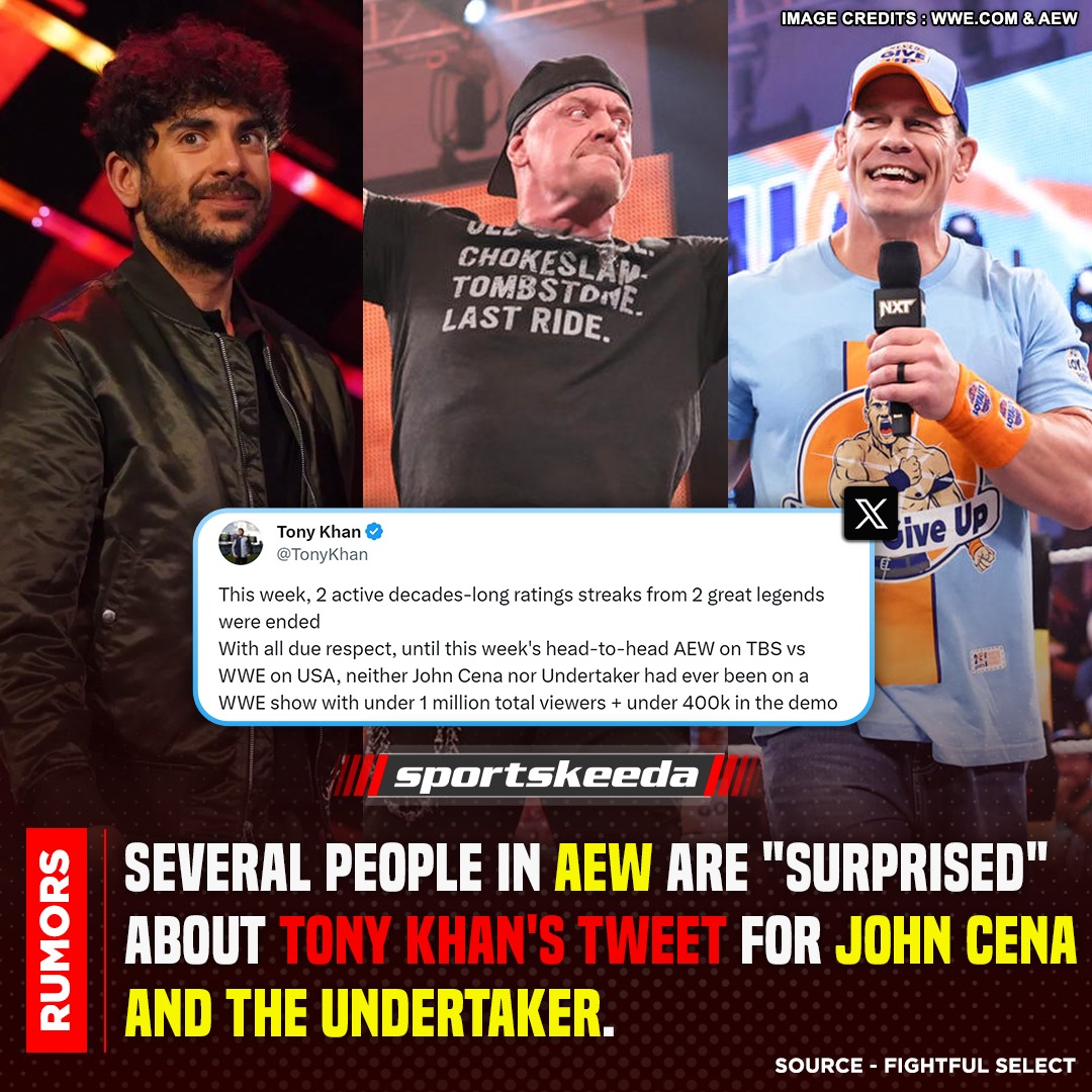 #TonyKhan's tweet on #JohnCena and #Undertaker appearing on this week's #WWENXT caught many people in #AEW by surprise! #WWE