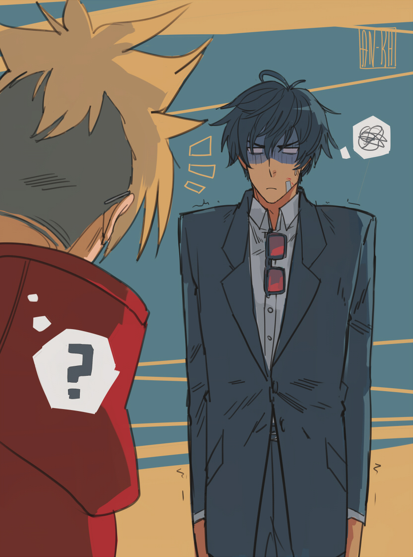 kaa05n2's tweet image. Meryl dressed Wolfwood up for a date with Vash (Vash has no clue) and made him to wash his hair properly at last.
#vashwood