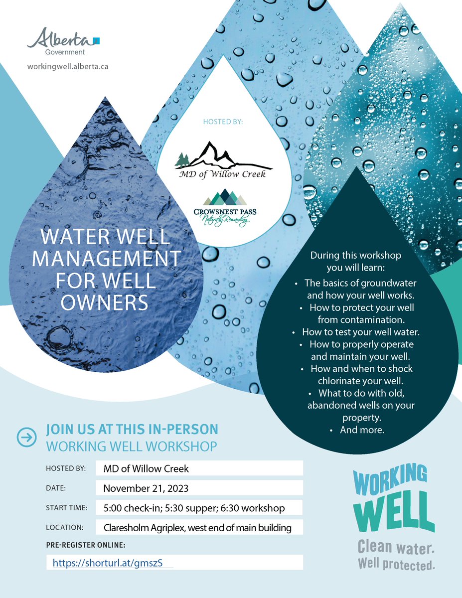 WORKING WELL WORKSHOP

Claresholm Agriplex | 380 - 59 Avenue, West
Register at ow.ly/Z5BN50PTHna